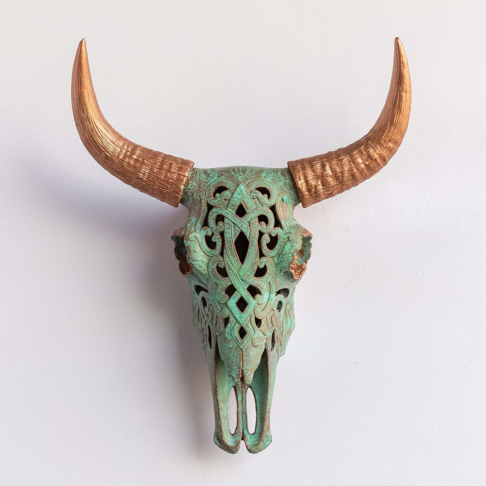 Faux Carved Cow Skull Wall Hanging