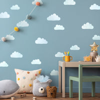 Whimsy Clouds Fabric Wall Decals - Mist