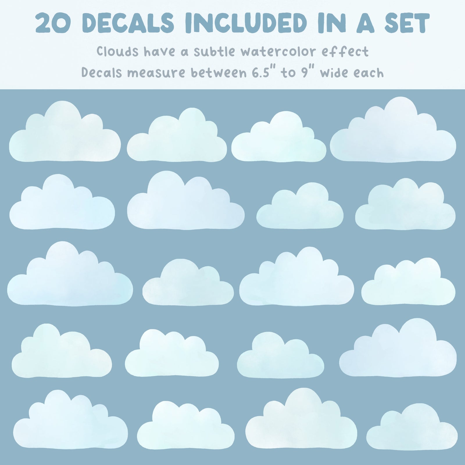 Whimsy Clouds Fabric Wall Decals - Mist
