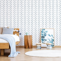 Navy Blue Delicate Herringbone Wallpaper