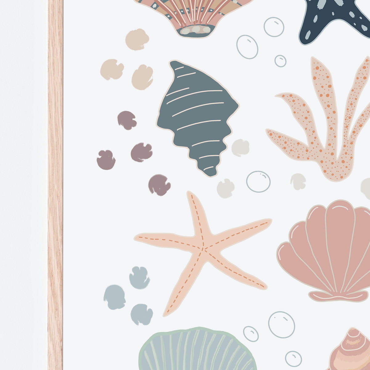 Seashells and Bubbles Art Print