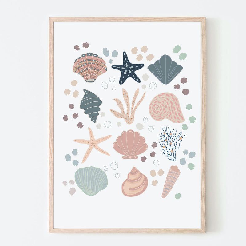 Seashells and Bubbles Art Print