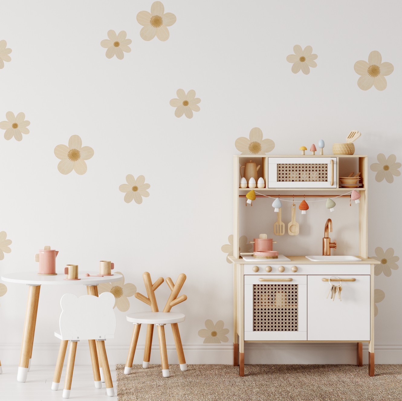 Cream Daisy Wall Decals