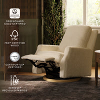 Crewe Recliner + Swivel Glider | Ivory Boucle w/ Light Wood Base