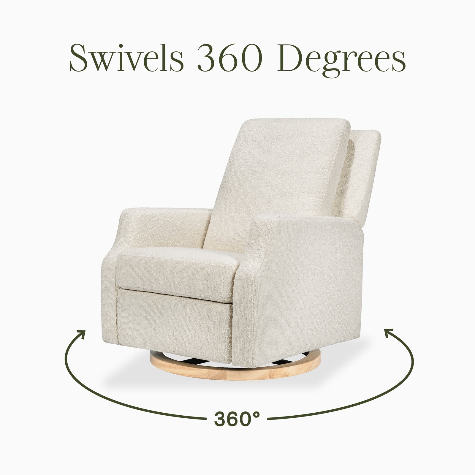 Crewe Recliner + Swivel Glider | Ivory Boucle w/ Light Wood Base