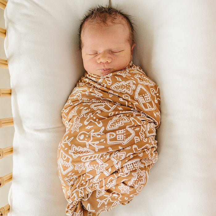 Gingerbread Stretch Swaddle Blanket