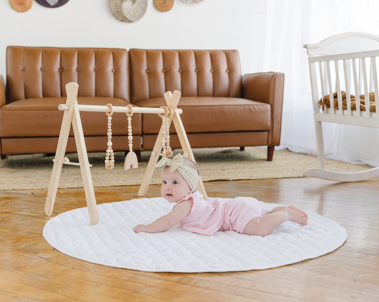 Round Linen Baby Play Mat