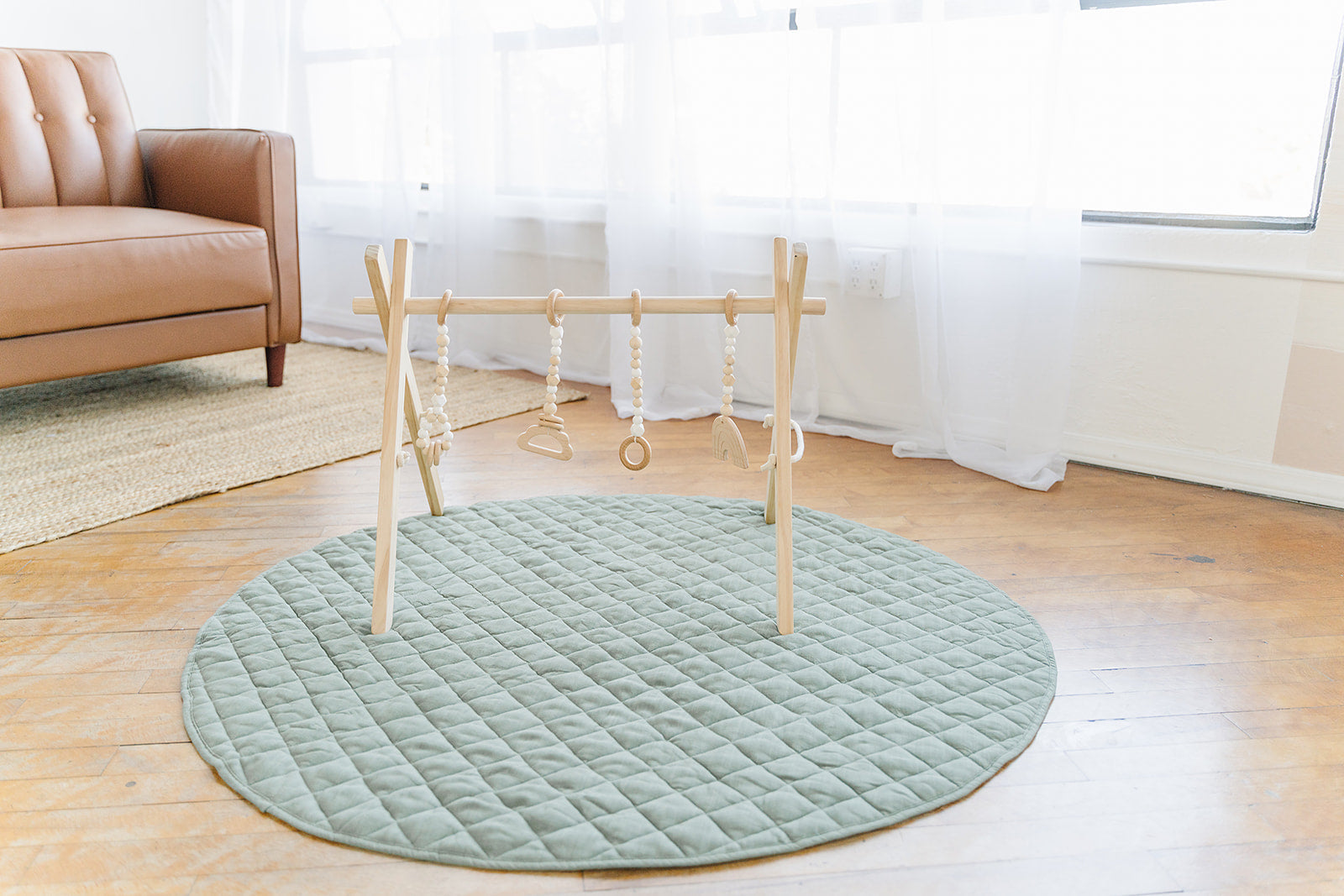 Round Linen Baby Play Mat