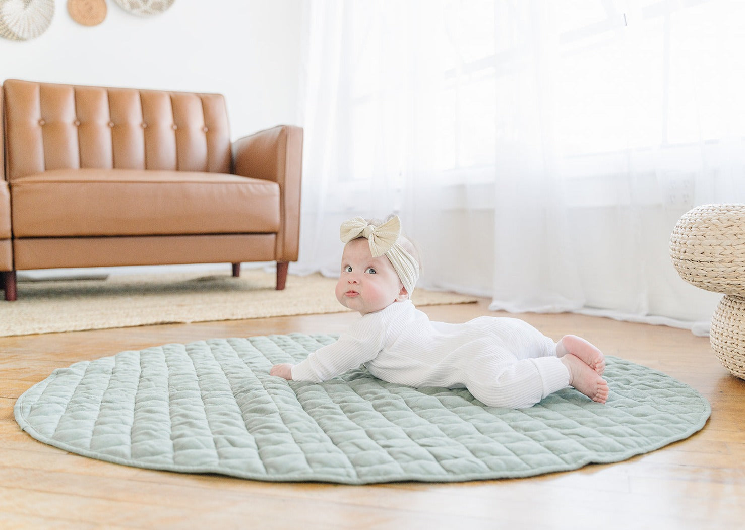 Round Linen Baby Play Mat