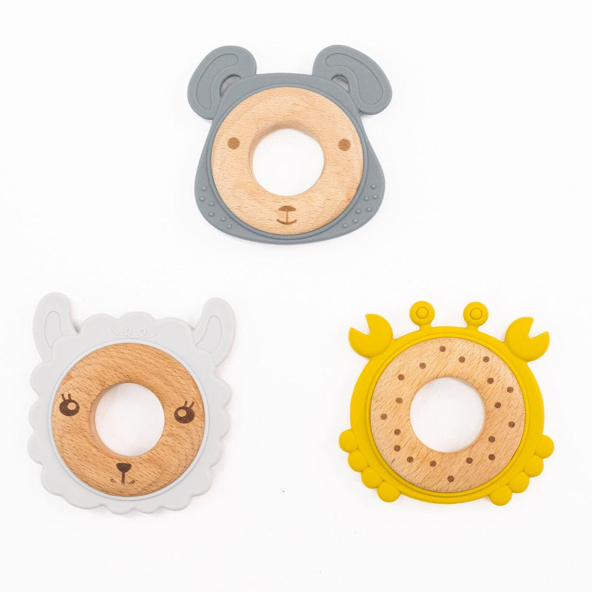 Silicone + Wood Animal Teether