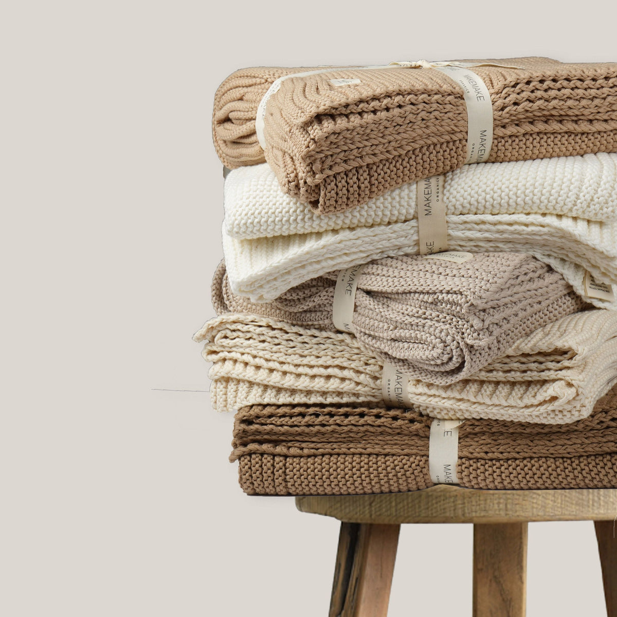 Sand Chunky Knit Throw Blanket