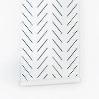 Navy Blue Delicate Herringbone Wallpaper