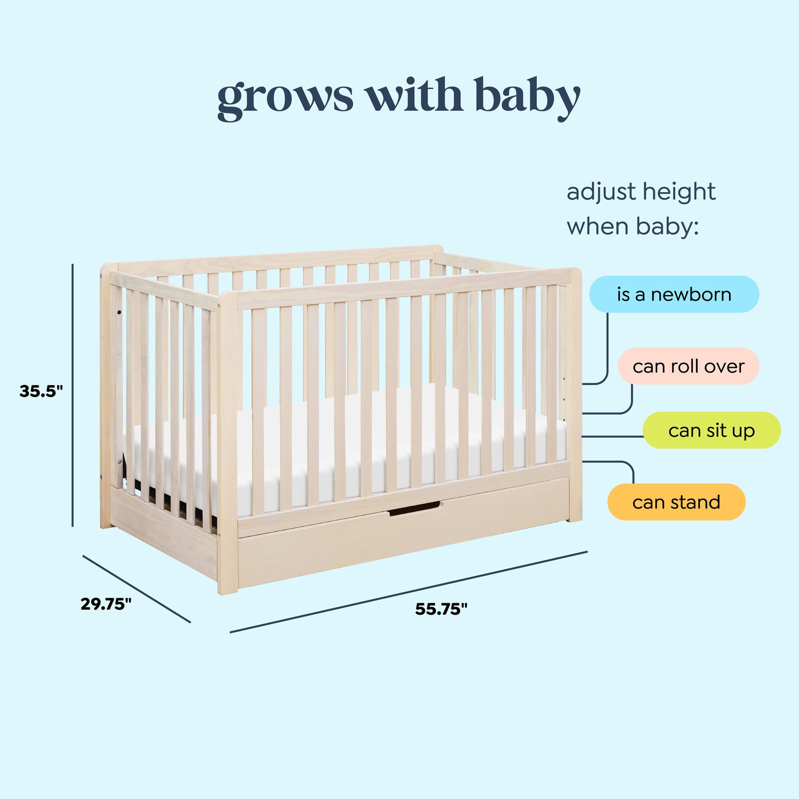 Colby 4-in-1 Convertible Crib with Trundle Drawer