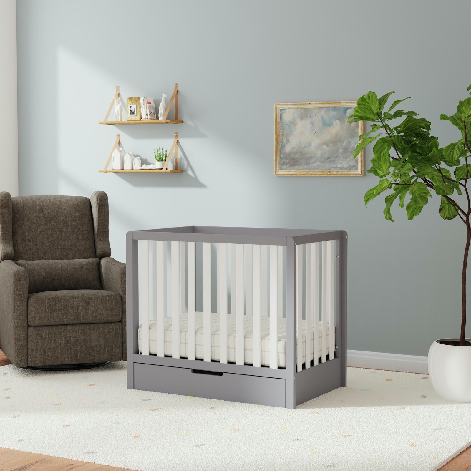 Colby 4-in-1 Convertible Mini Crib with Trundle Drawer