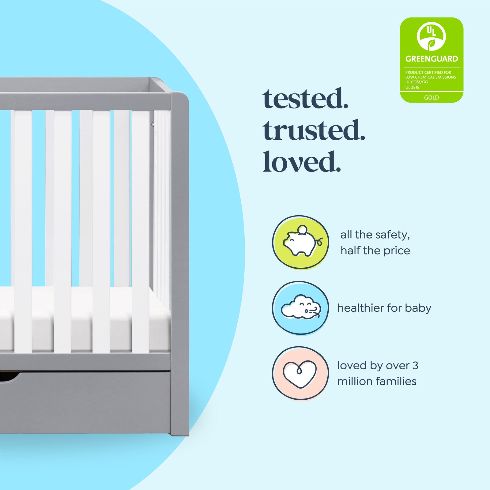 Colby 4-in-1 Convertible Mini Crib with Trundle Drawer