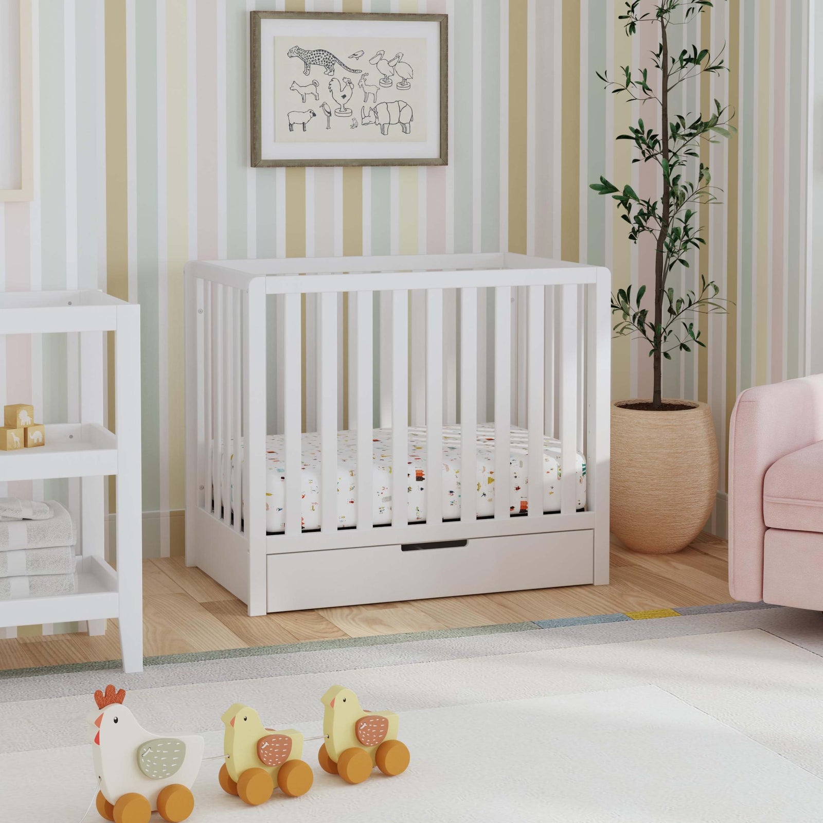 Colby 4-in-1 Convertible Mini Crib with Trundle Drawer