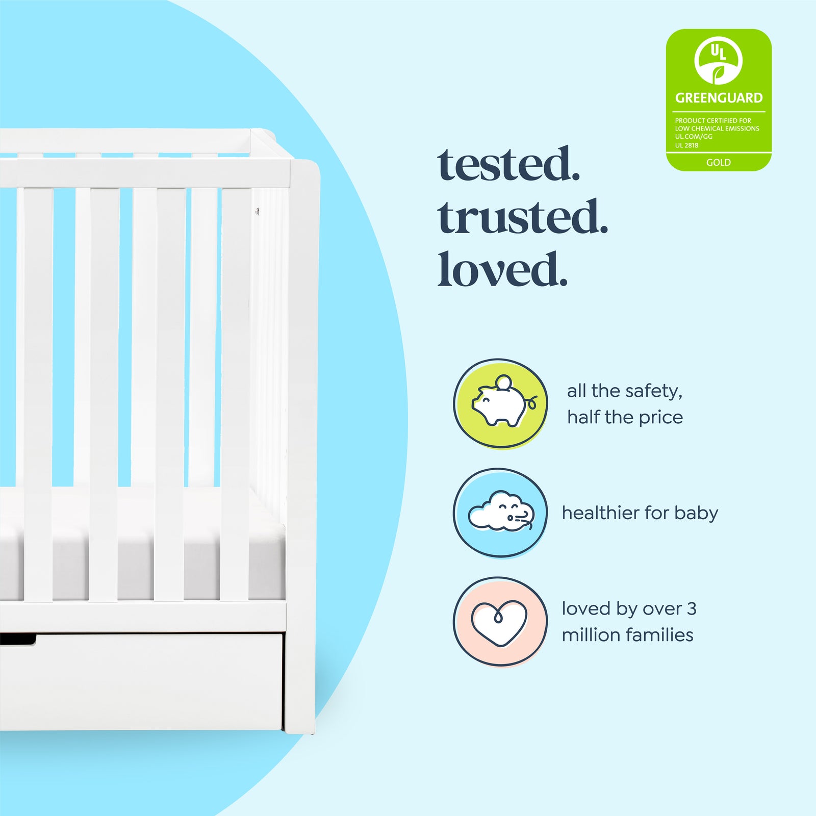 Colby 4-in-1 Convertible Mini Crib with Trundle Drawer