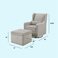 Adrian Swivel Glider with Storage Ottoman in Water Repellent + Stain Resistant Fabric