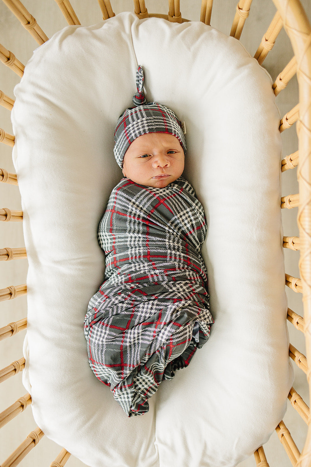 Green Plaid Stretch Swaddle Blanket