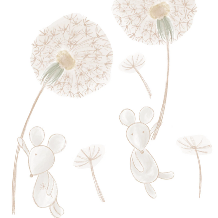 Flying Mouse & Dandelions Wall Decal Set