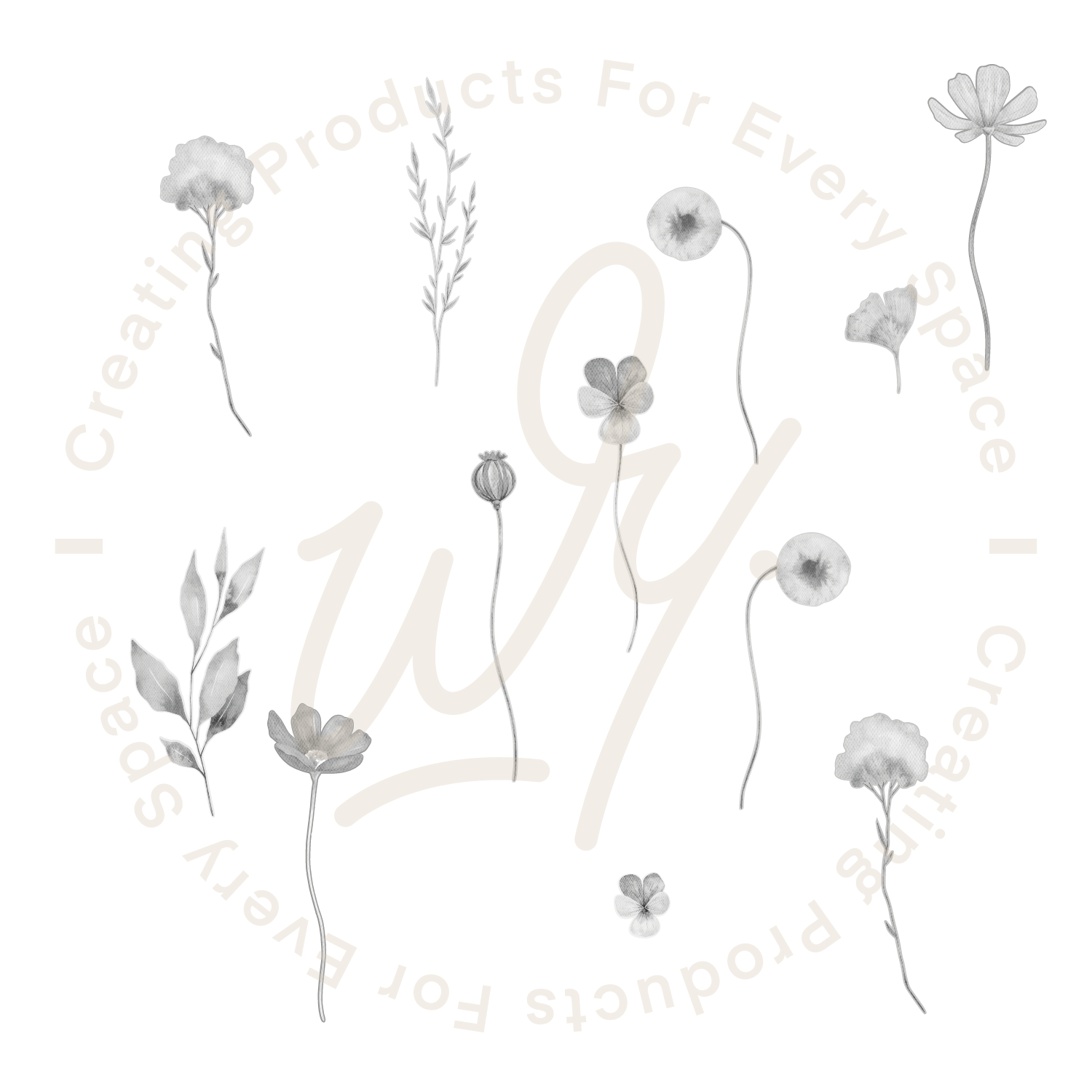 Gray Garden Wall Decals