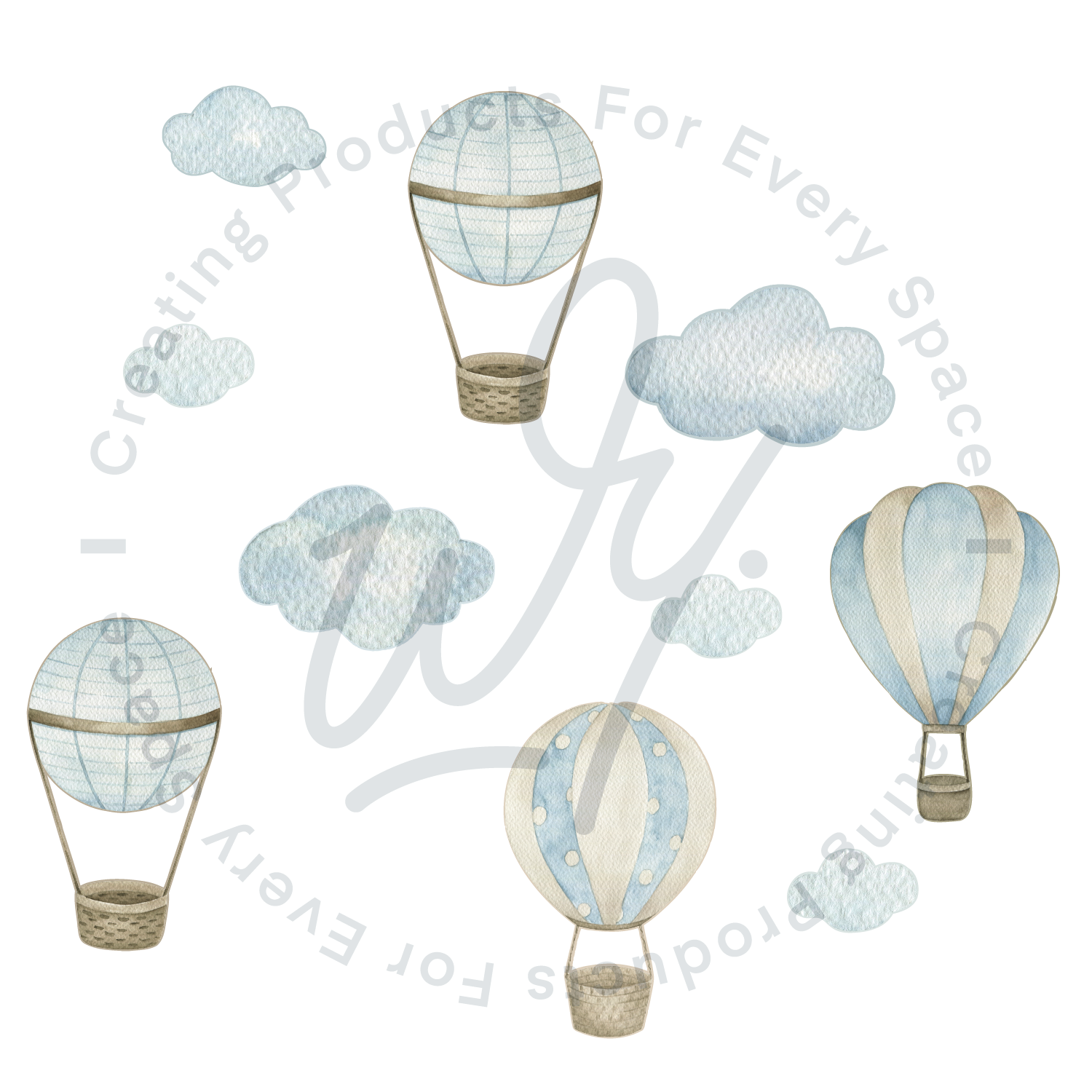 Hot Air Balloon + Cloud Wall Decals