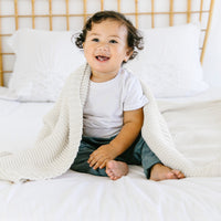 Ivory Chunky Knit Throw Blanket