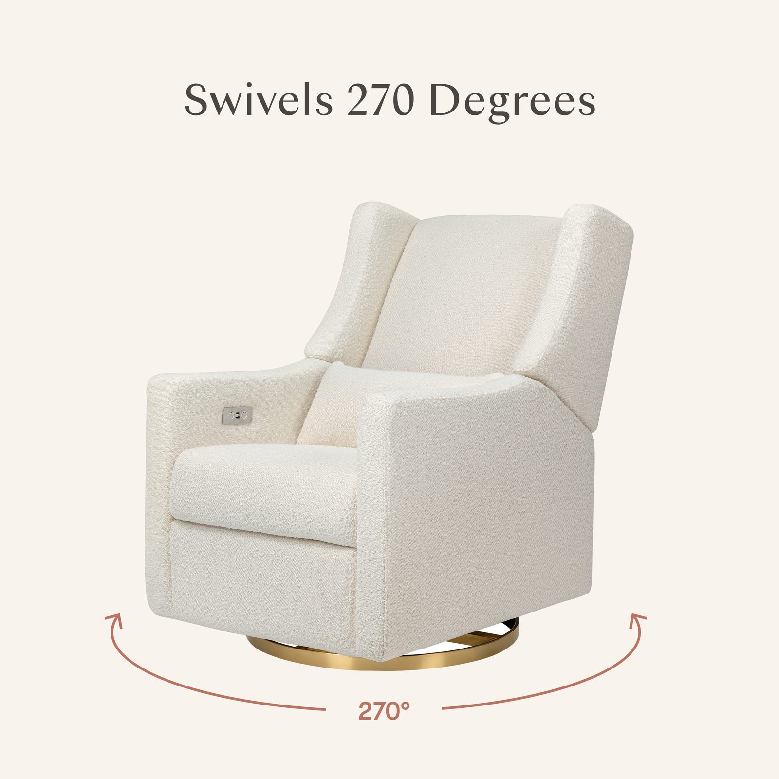 Kiwi Electronic Recliner + Swivel Glider | Ivory Boucle w/ Gold Base