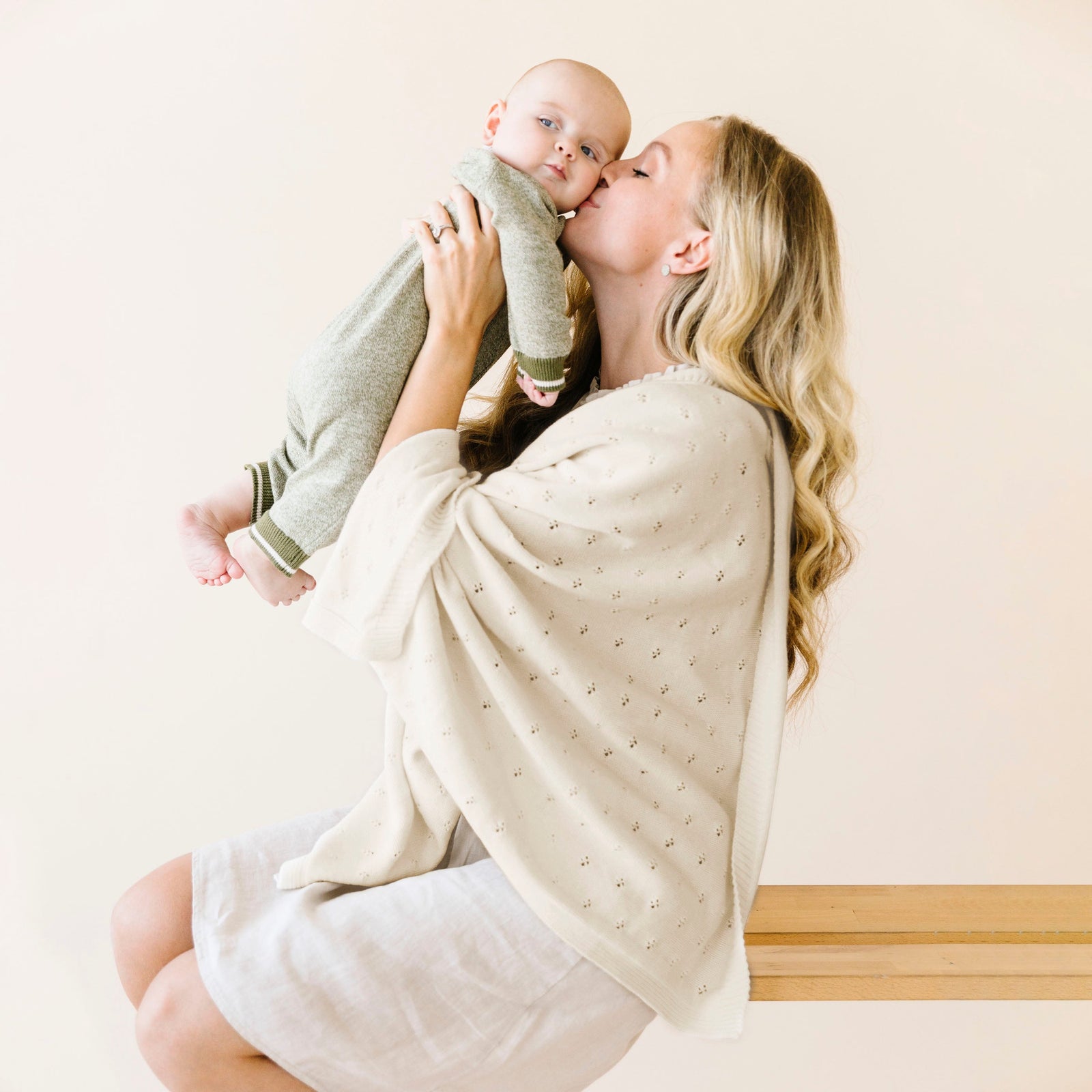 Vanilla Organic Cotton Pointelle Baby Blanket