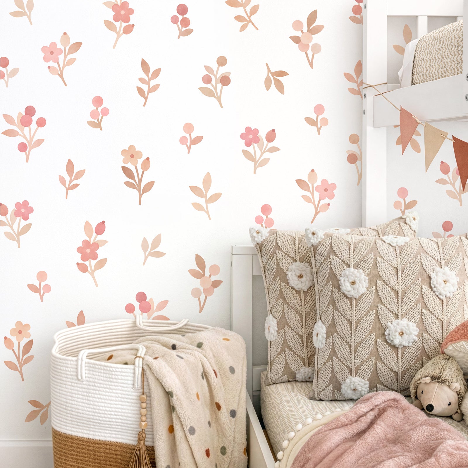 Pretty Petal Fabric Wall Decals - Blush + Beige