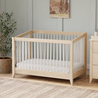 Sprout 4-in-1 Convertible Crib with Toddler Bed Conversion Kit - Washed Natural/White