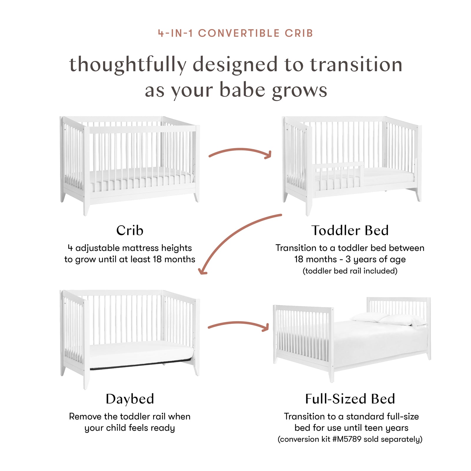Sprout 4-in-1 Convertible Crib with Toddler Bed Conversion Kit