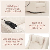 Kiwi Deluxe Power Recliner + Swivel Glider with Heat + Massage