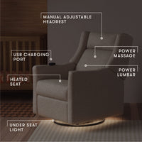 Kiwi Deluxe Power Recliner + Swivel Glider with Heat + Massage