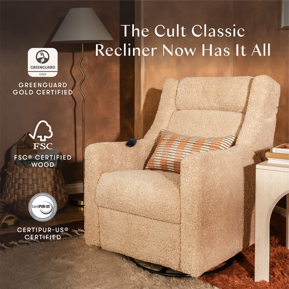 Kiwi Deluxe Power Recliner + Swivel Glider with Heat + Massage