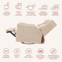 Kiwi Deluxe Power Recliner + Swivel Glider with Heat + Massage