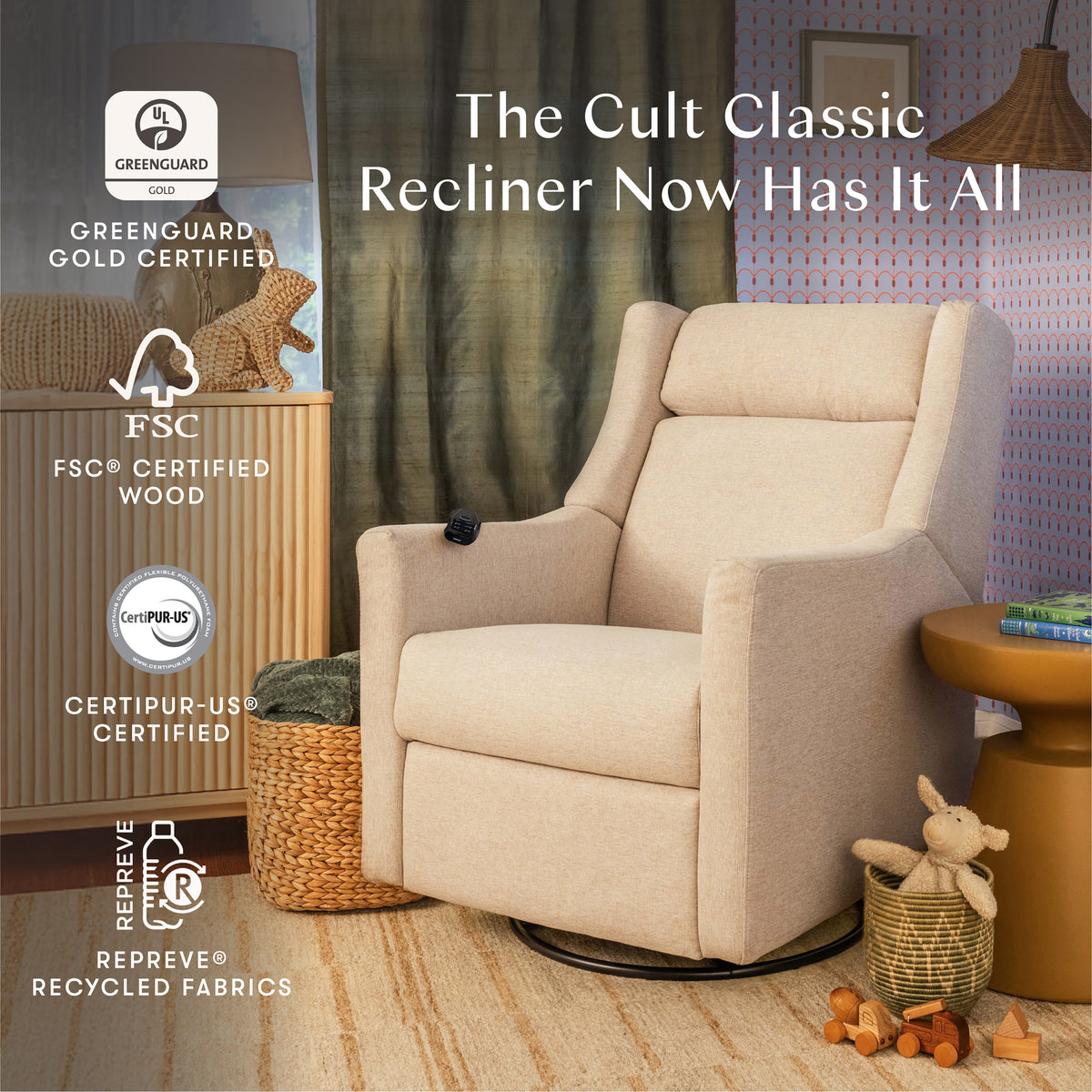 Kiwi Deluxe Power Recliner + Swivel Glider with Heat + Massage