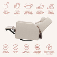 Kiwi Deluxe Power Recliner + Swivel Glider with Heat + Massage
