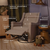 Kiwi Deluxe Power Recliner + Swivel Glider with Heat + Massage