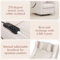 Kiwi Deluxe Power Recliner + Swivel Glider with Heat + Massage