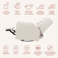 Kiwi Deluxe Power Recliner + Swivel Glider with Heat + Massage