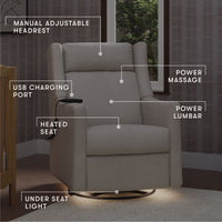 Kiwi Deluxe Power Recliner + Swivel Glider with Heat + Massage