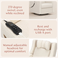 Kiwi Deluxe Power Recliner + Swivel Glider with Heat + Massage