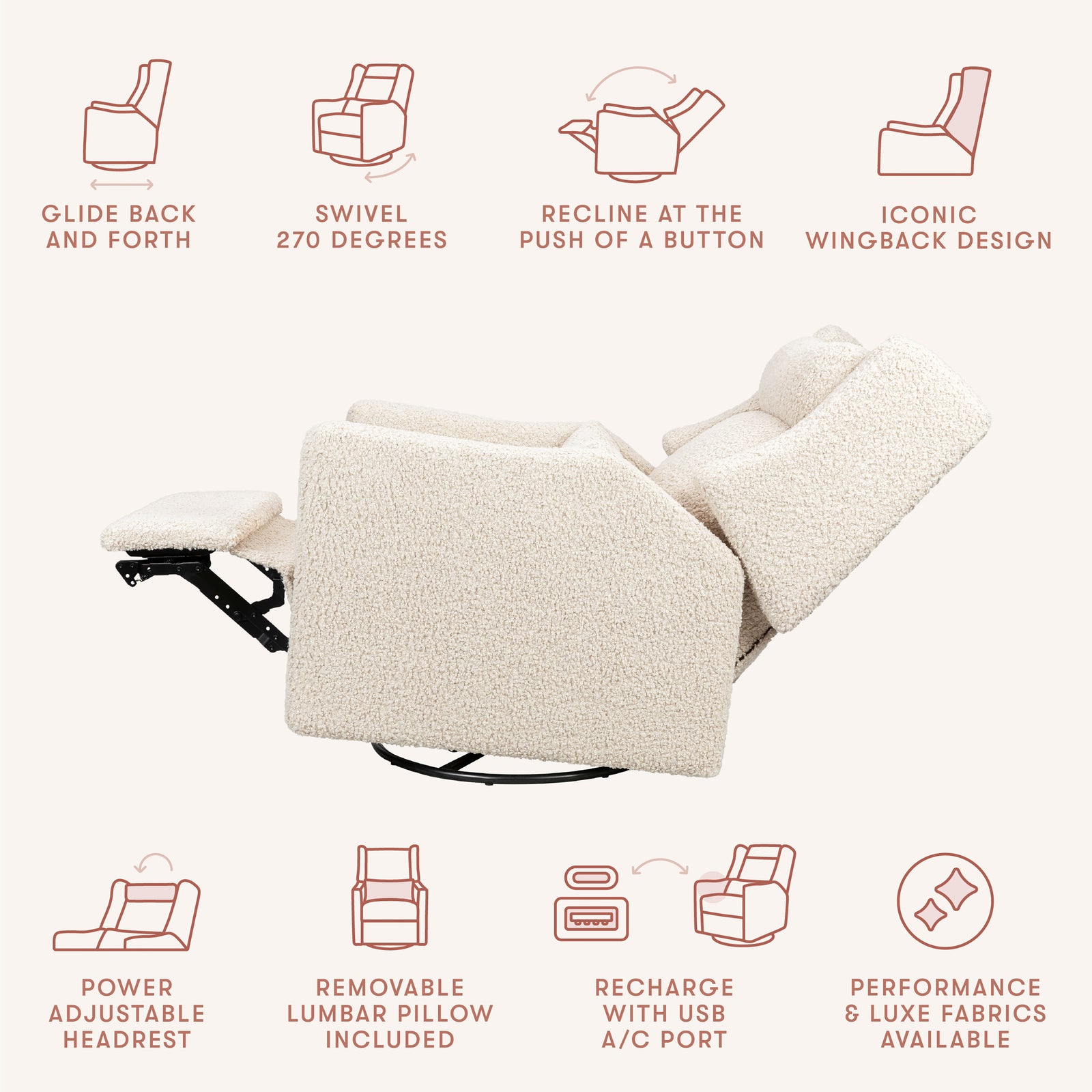 Kiwi Plus Power Recliner + Swivel Glider | Teddy Loop