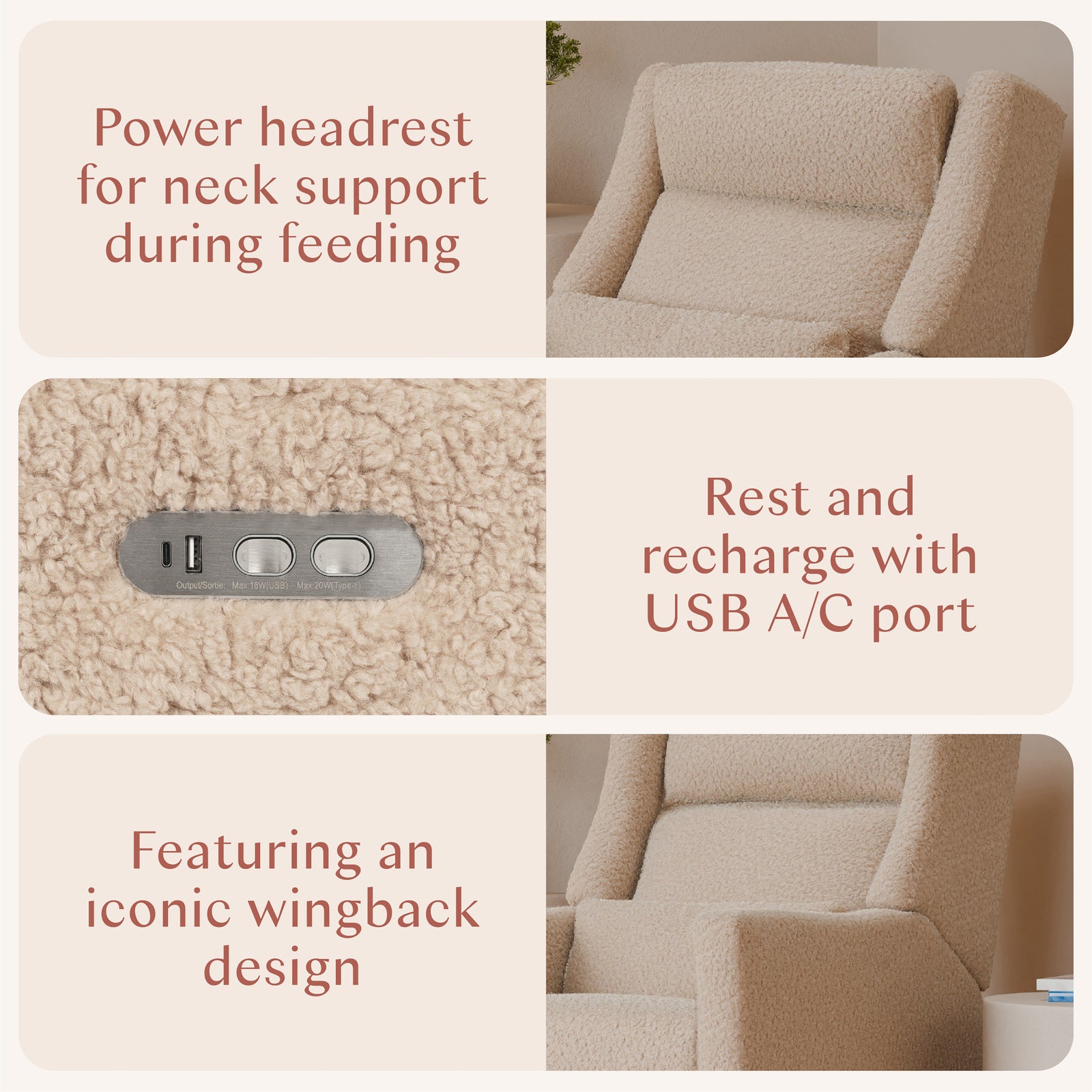 Kiwi Plus Power Recliner + Swivel Glider | Shearling