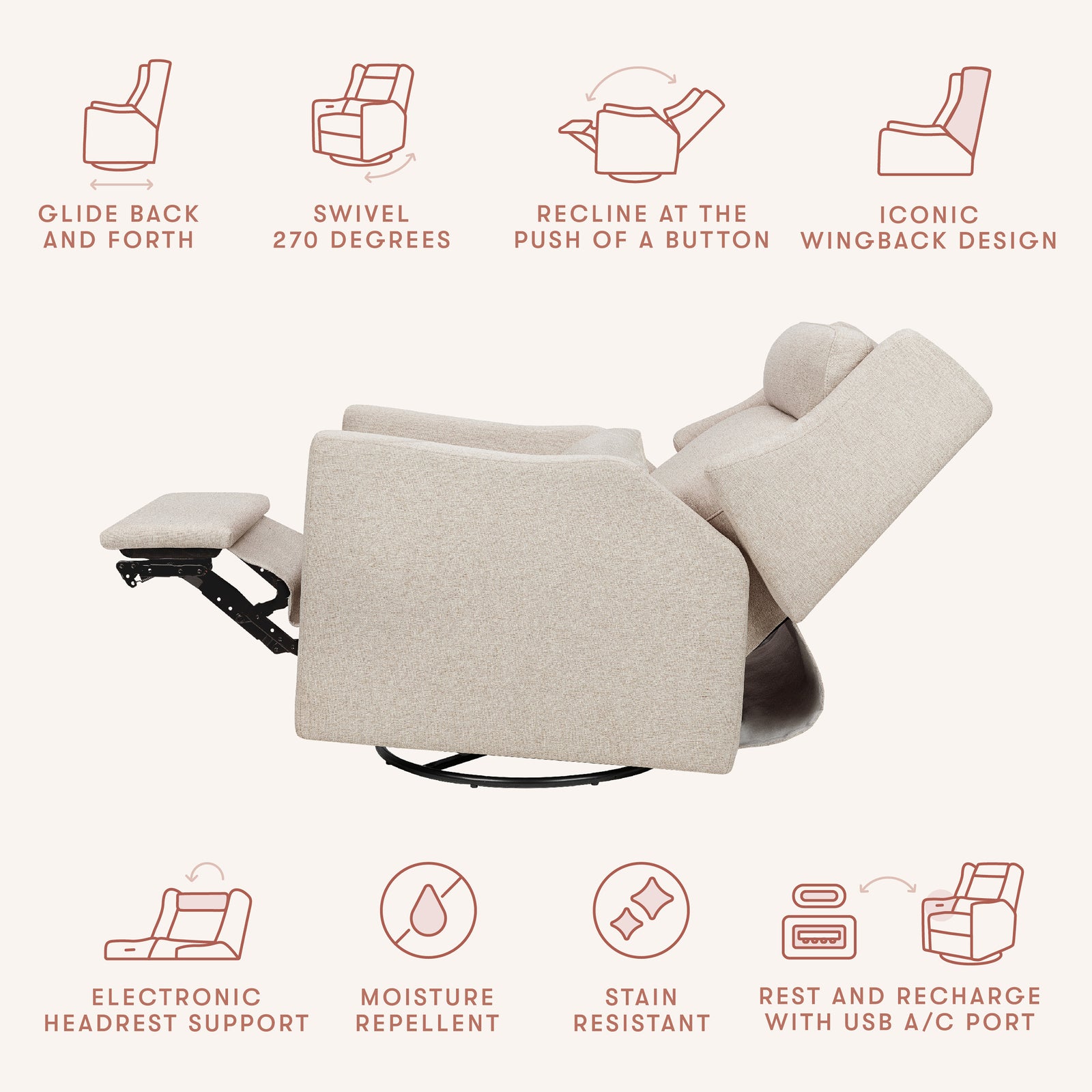 Kiwi Plus Power Recliner + Swivel Glider - Performance Eco-Weave