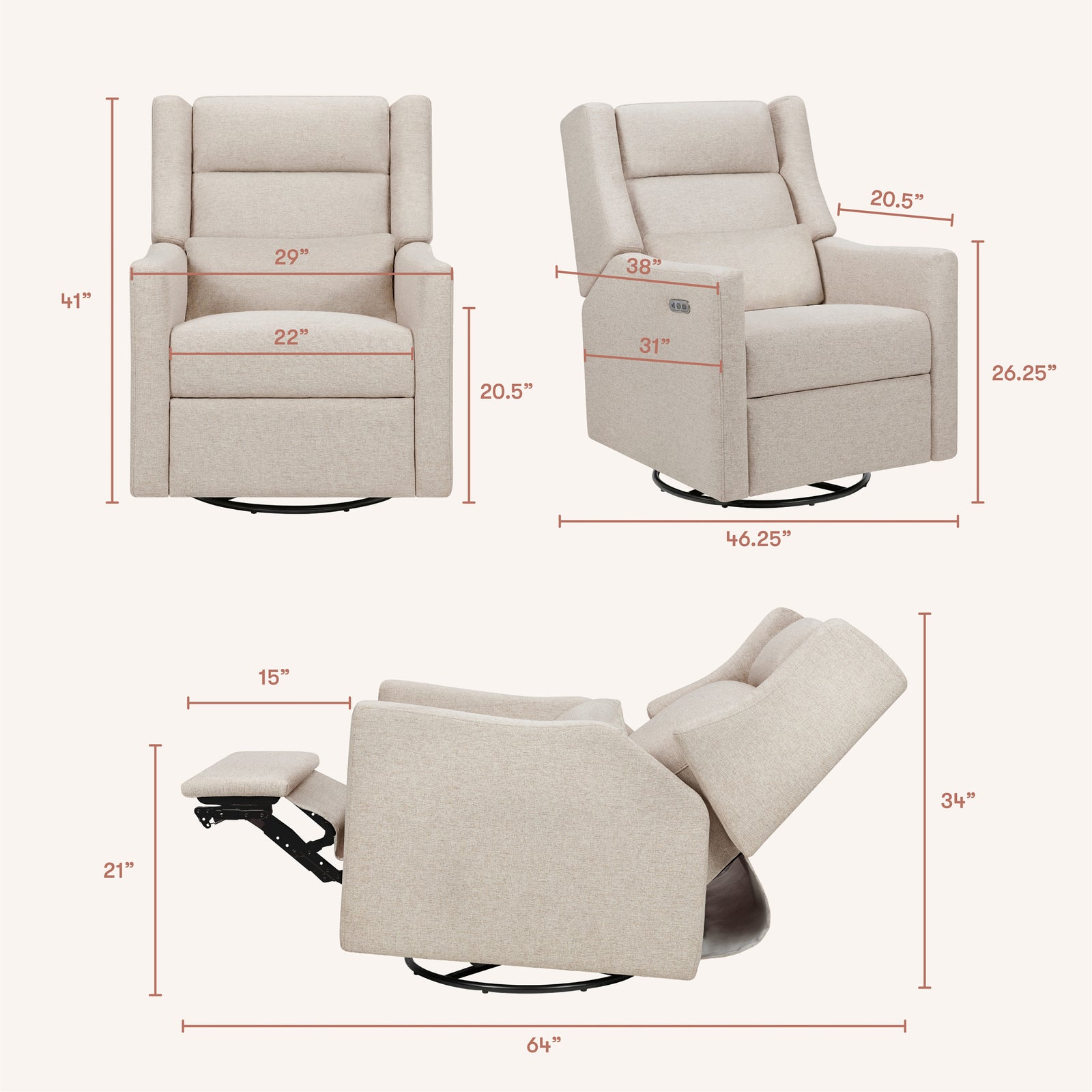 Kiwi Plus Power Recliner + Swivel Glider - Performance Eco-Weave