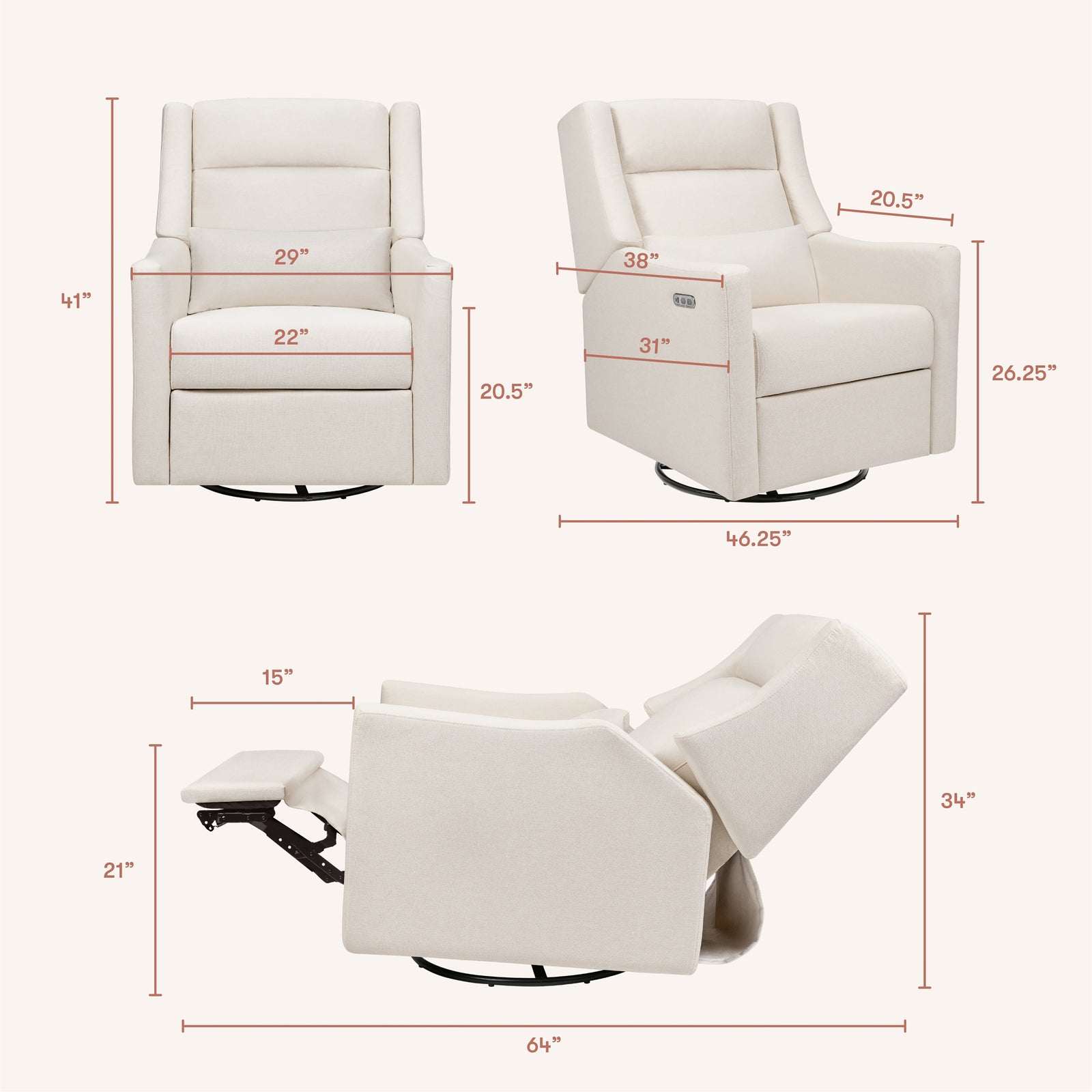 Kiwi Plus Power Recliner + Swivel Glider - Performance Eco-Weave