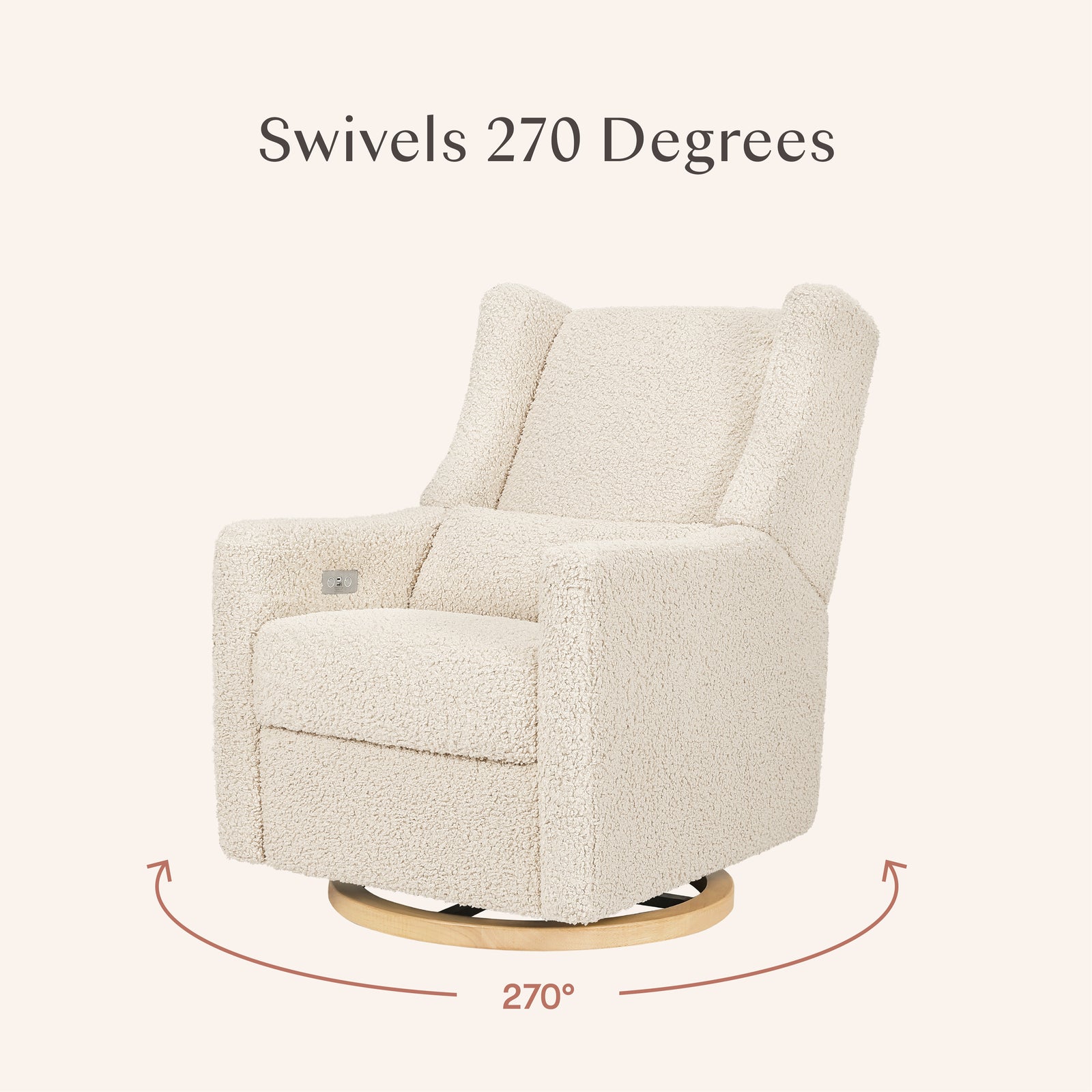 Kiwi Electronic Recliner + Swivel Glider | Teddy Loop w/ Light Wood Base
