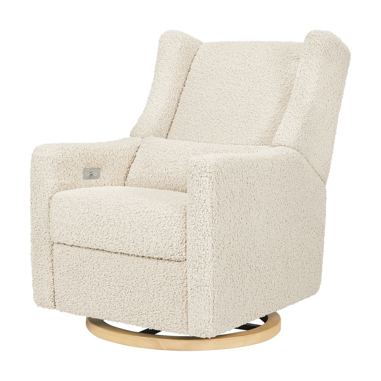 Kiwi Electronic Recliner + Swivel Glider | Teddy Loop w/ Light Wood Base